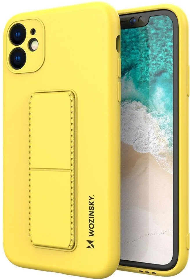 Wozinsky Kickstand Case silicone case with stand Samsung Galaxy A32 5G yellow