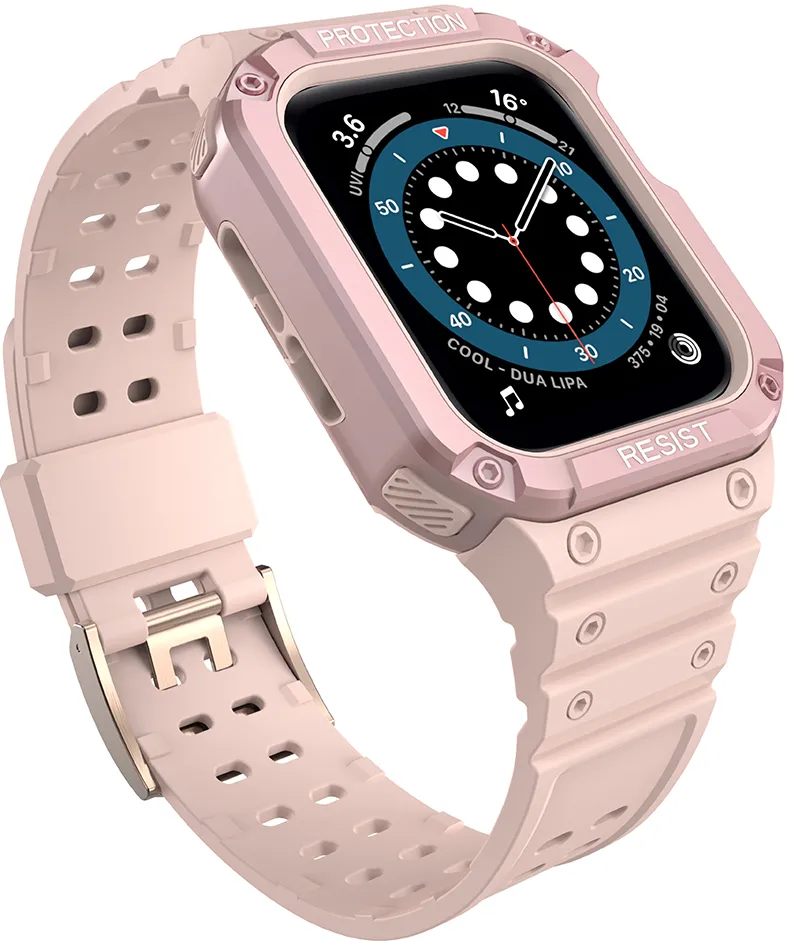 Protect Strap Band for Apple Watch 42/44/45mm Armored Case Strap - Pink