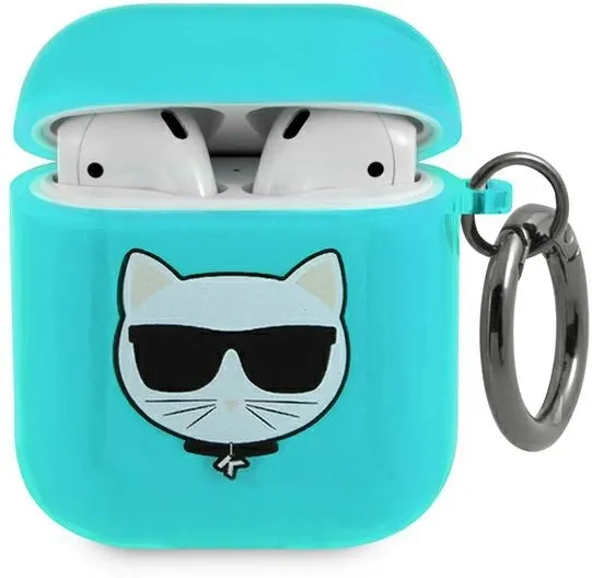 Husa protectie Karl Lagerfeld Choupette pentru AirPods 1/2 albastru