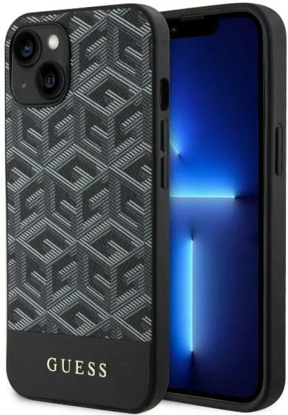 Husa Guess GUHMP14MHGCFSEK G Cube Stripes MagSafe pentru iPhone 14 Plus 6.7" neagra