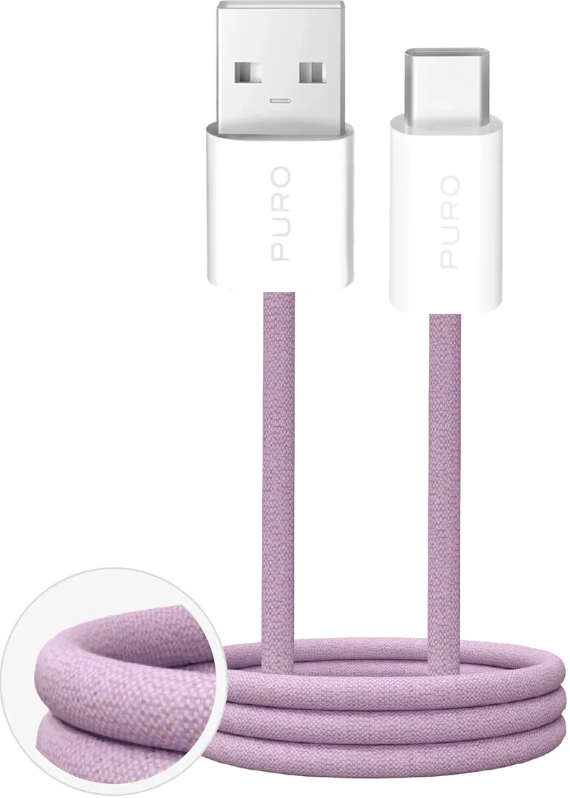 Puro Fabrik 2.0 10W USB-A - USB-C Braided Cable 1.5m - Pink