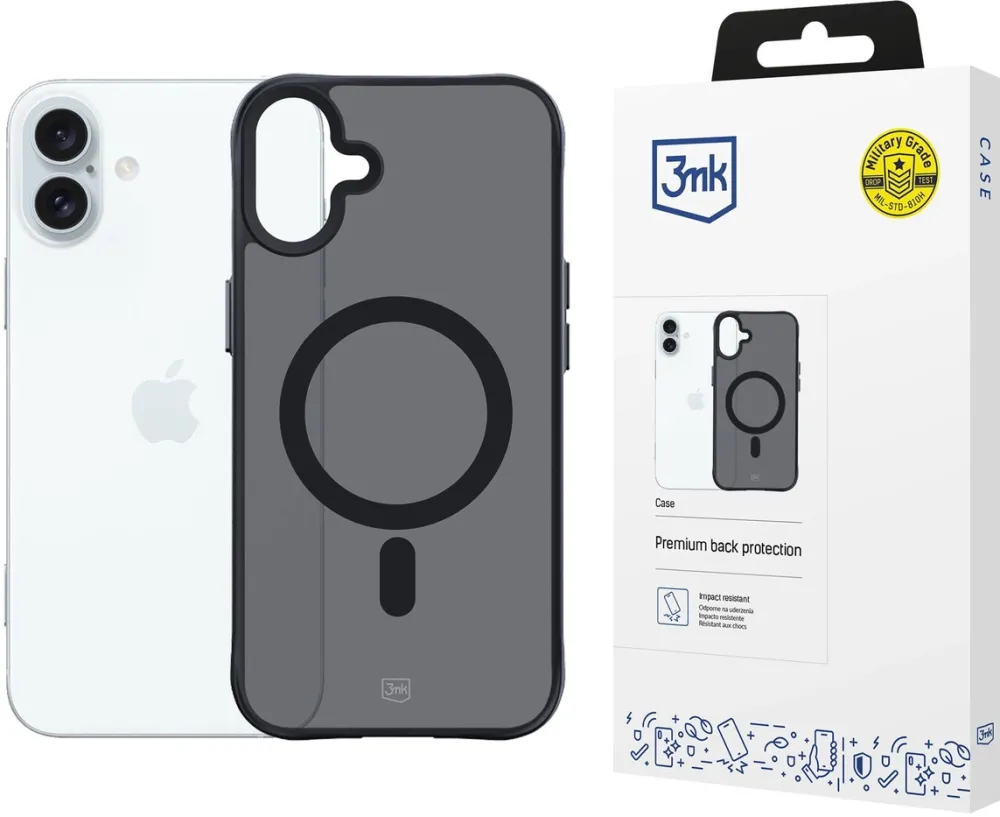 Husa protectie 3mk Smoke MagCase MagSafe iPhone 16 Plus semi-transparenta