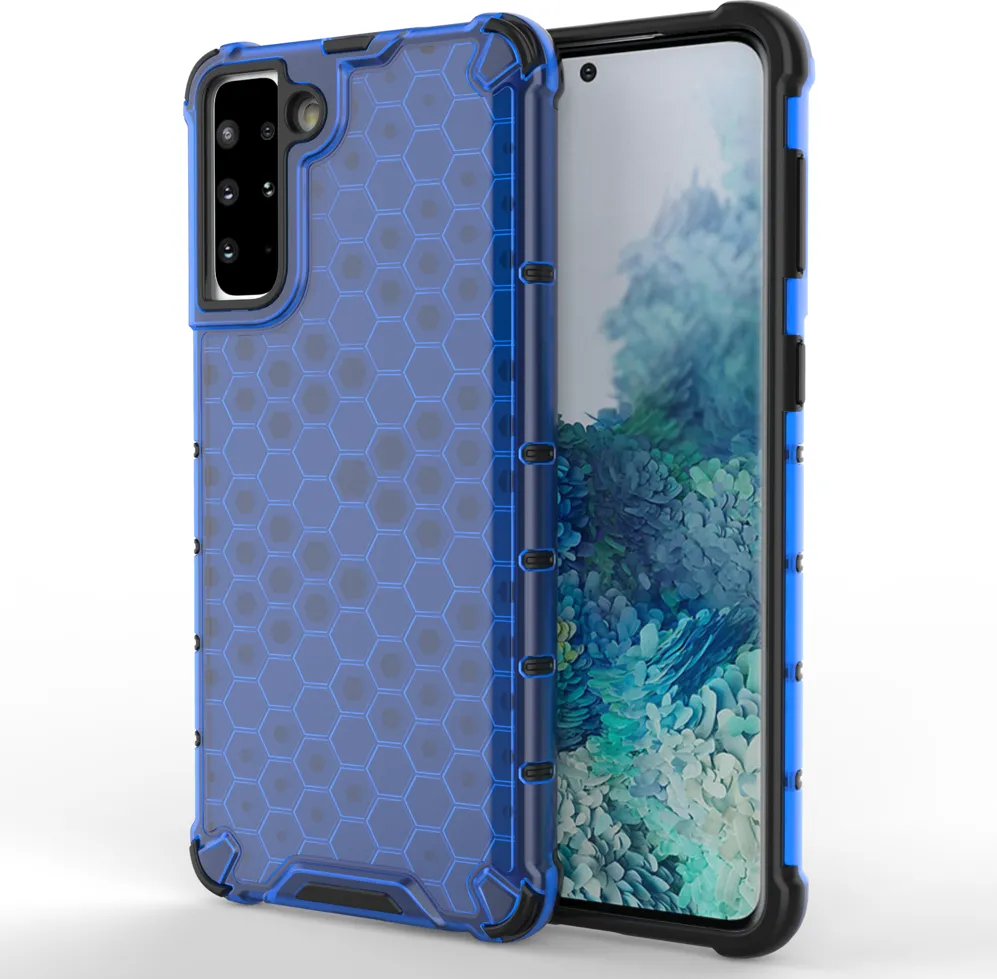 Husa Honeycomb Case cu bumper TPU Samsung Galaxy S21+ 5G albastru