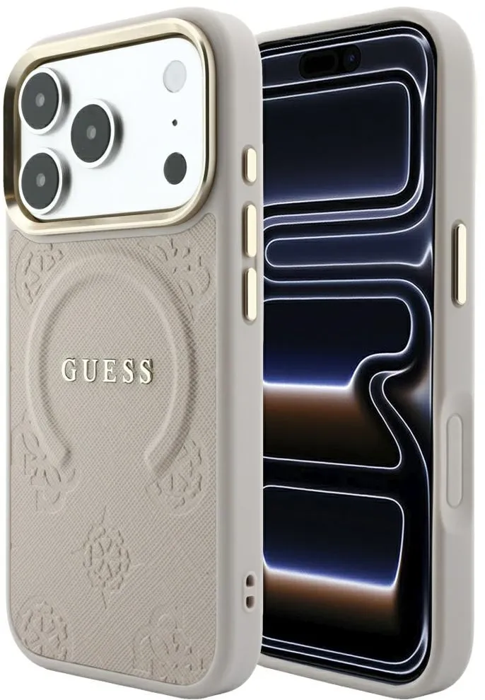 Guess Saffiano Peony & Ring MagSafe Case for iPhone 17 Pro Max / 18 Pro Max - Pink