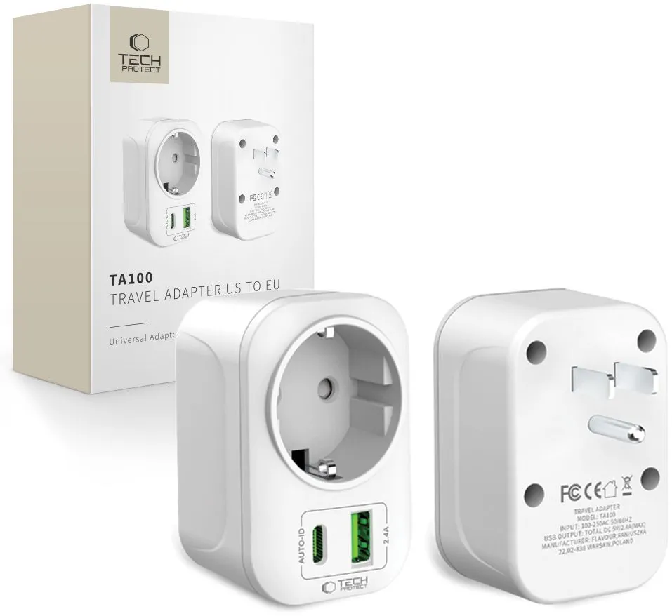 Tech-Protect TA100 US Adapter - White