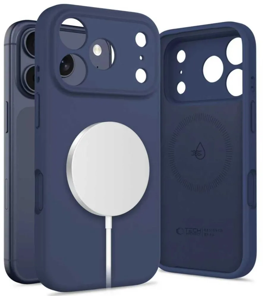 Husa silicon Tech-Protect MagSafe pentru iPhone 17 Pro bleumarin