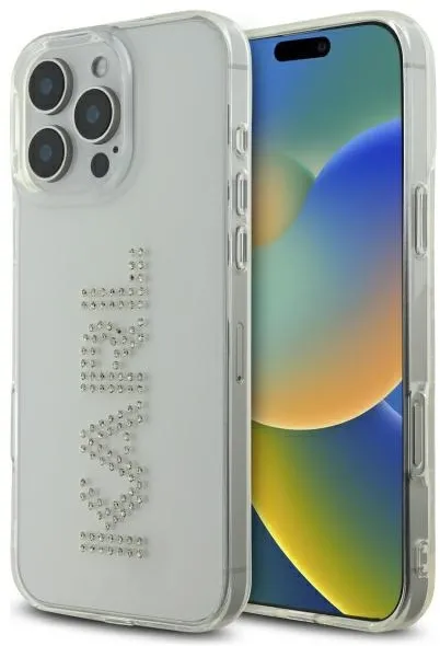 Karl Lagerfeld KLHCP16XHKLSTDCT iPhone 16 Pro Max 6.9" Clear Hard Case IML Rhinestones Logo