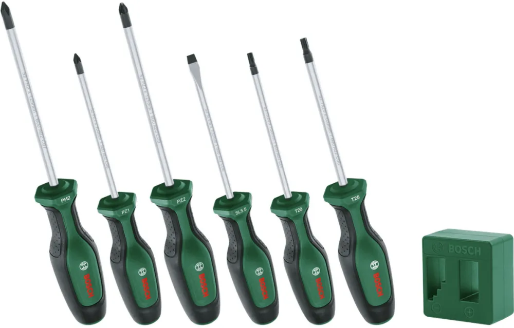 Set 6 surubelnite cu magnetizator Bosch 1600A02W7L, PZ1,PZ2,PH2,TX20, TX25, SL5.5