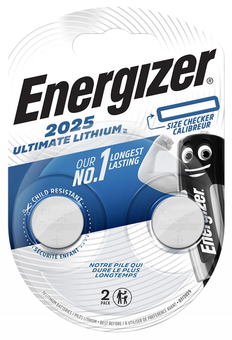 Baterii litiu CR2025, 2 buc/set, Energizer Ultimate Lithium