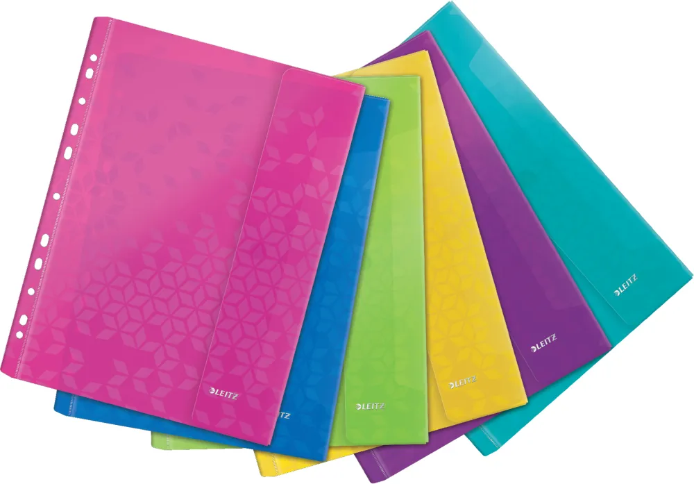 Folie protectie LEITZ WOW, cu arici, PP, A4, 40 coli, 6 buc/set, diverse culori
