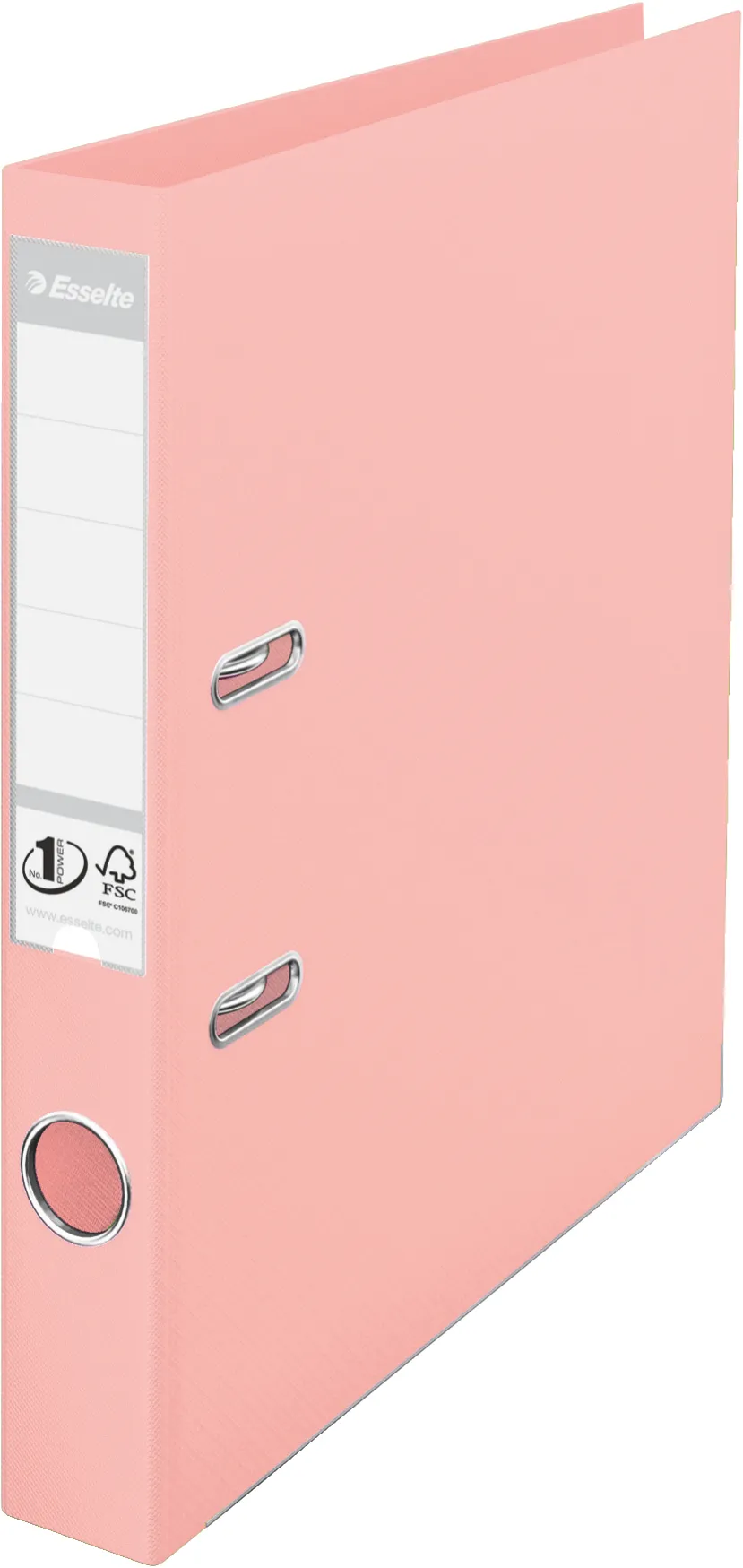 Biblioraft Esselte No.1 Power, PP/PP, partial reciclat, FSC, A4, 50 mm, culoarea piersicii