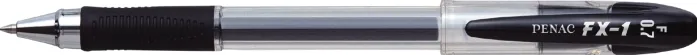 Pix cu gel PENAC FX-1, rubber grip, 0.7mm, con metalic, corp transparent - scriere neagra