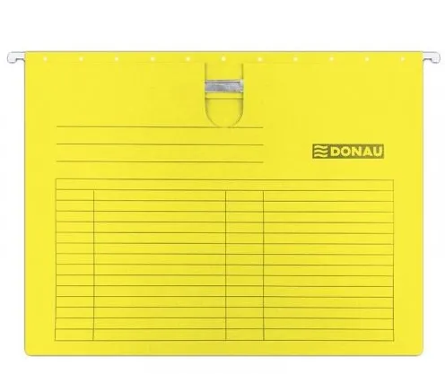 Dosar suspendabil cu sina, carton 230g/mp, bagheta metalica, 5 buc/set, DONAU - galben