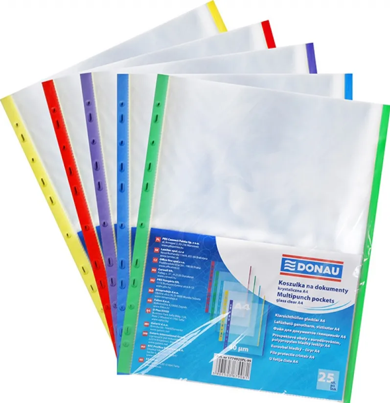 Folie protectie cristal, margine color, 40 microni, 25 folii/set, 1 cul/set, DONAU - diverse culori