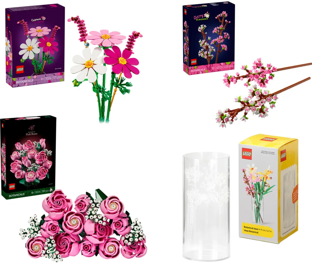 LEGO Botanicals Pink Bouquet Bundle (with Vase)