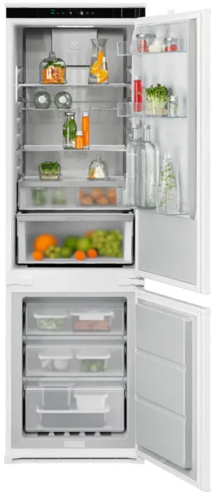Combina frigorifica incorporabila Electrolux ENG8MC18S, 248 l, Seria 800, No Frost, Multiflow, Usa reversibila, Control electronic, Semnal acustic, clasa C, H 178 cm