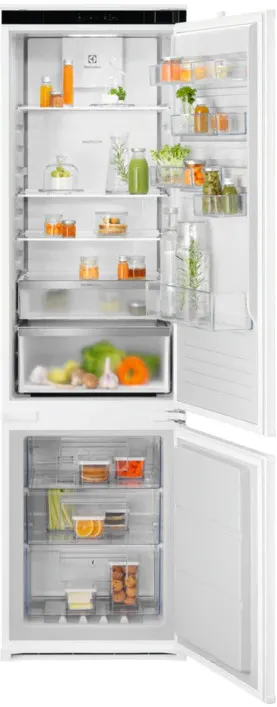 Combina frigorifica incorporabila Electrolux ENA7CE19S, 269 l, Seria 700, No Frost, Multiflow, Usa reversibila, Control electronic, Semnal acustic, clasa E, H 189 cm