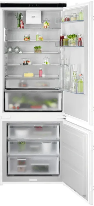 Combina frigorifica incorporabila AEG NSC8T751DS, 375 l, Seria 8000, No Frost, Multiflow, Usa reversibila, Control electronic, Semnal acustic, clasa D, H 189 cm
