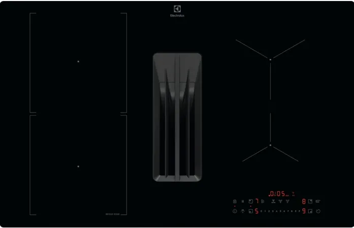 Electrolux ECC83410CK built-in hob, induction + integrated hood, 4 cooking zones, 80 cm, Black