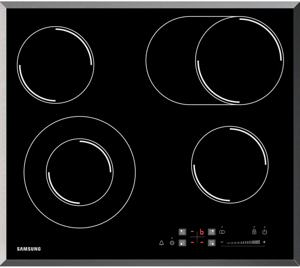 Plita incorporabila Samsung CTR164NC01, Vitroceramica, 4 Zone de gatit, Afisaj LED, Touch Control, 60 cm, Negru