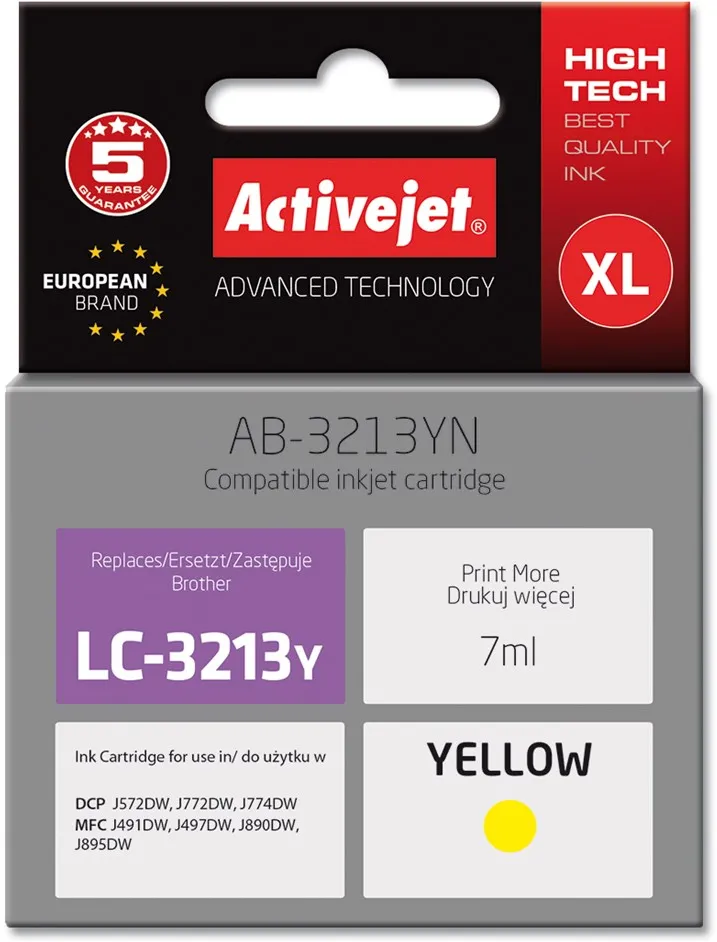 Cartus cerneala ACTIVEJET AB-3213YN compatibil Brother LC3213Y 7 ml galben