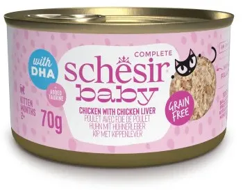 Hrana umeda pentru pisoi Schesir Baby cu pui si ficat in supa 70 g
