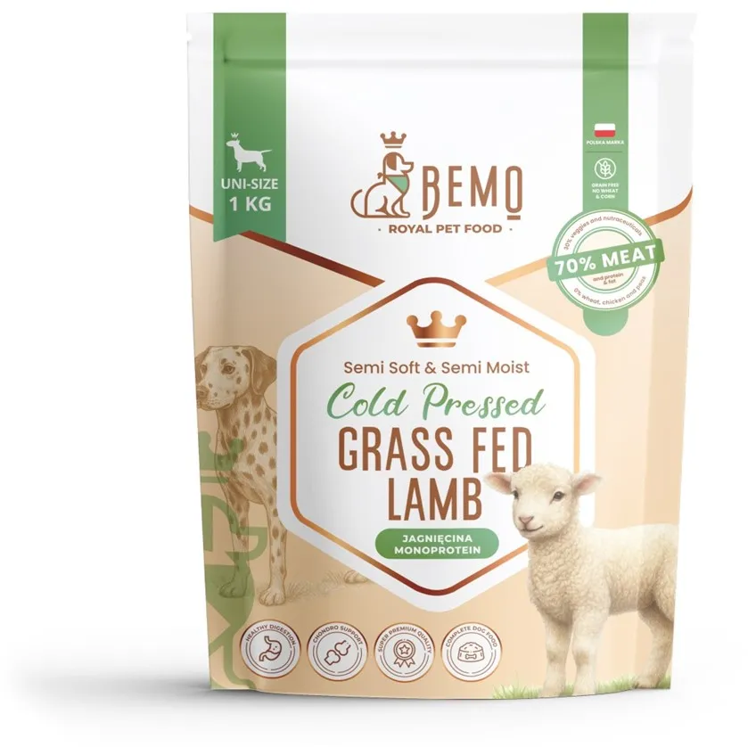 BEMO Cold Pressed Grass Fed Lamb - dry dog food - 1kg