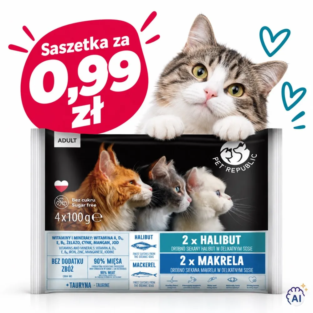 PETREPUBLIC Adult Halibut and mackerel box – wet cat food – 4x100g