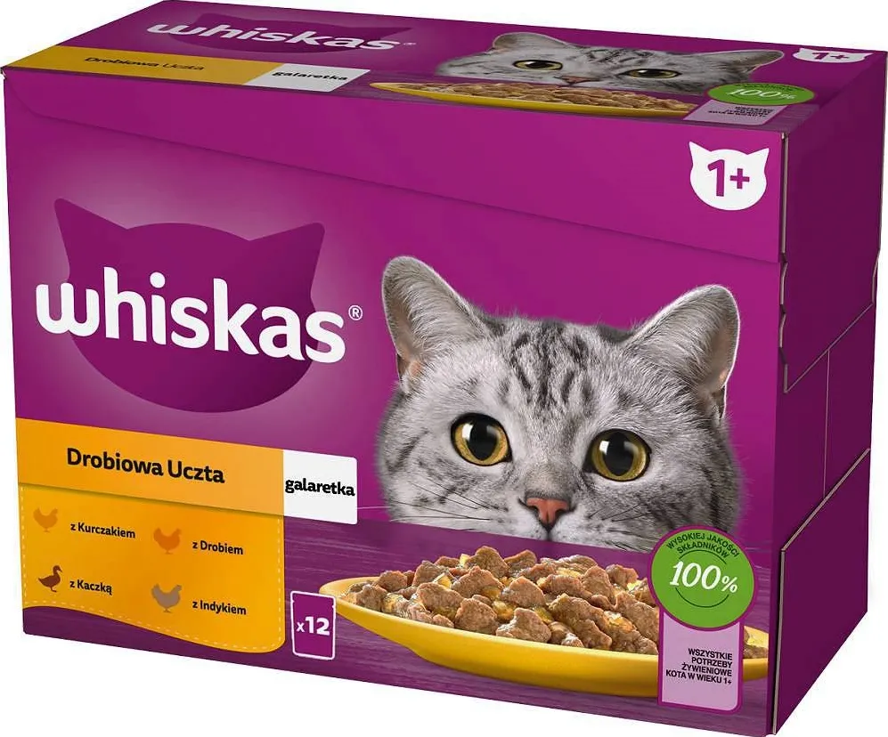 WHISKAS sachet jelly poultry, duck, turkey, chicken - wet cat food - 12x85 g