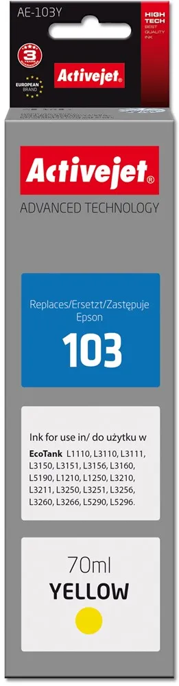 Flacon cerneala ACTIVEJET AE-103Y compatibil Epson 103 C13T00S44A 70 ml galben