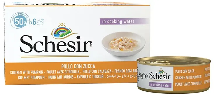 SCHESIR Chicken fillets with pumpkin in broth - wet cat food - 6x50g