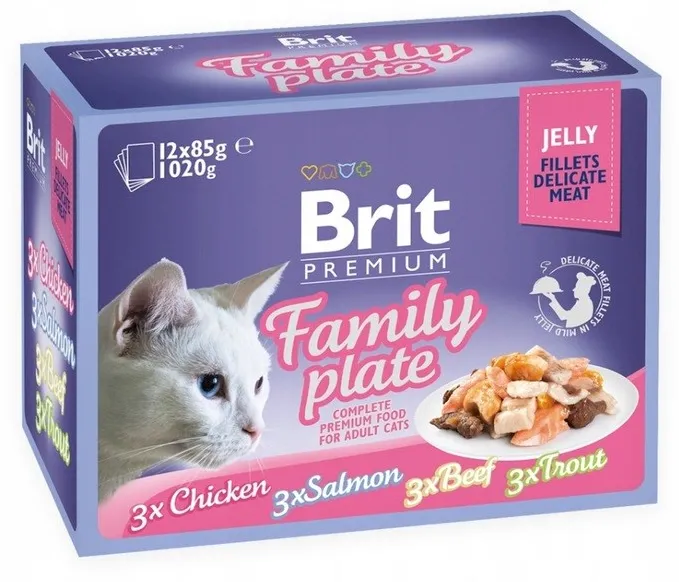 BRIT Premium Family Plate Fillets in Jelly Mix of Flavors - wet food for cats - 12x85g