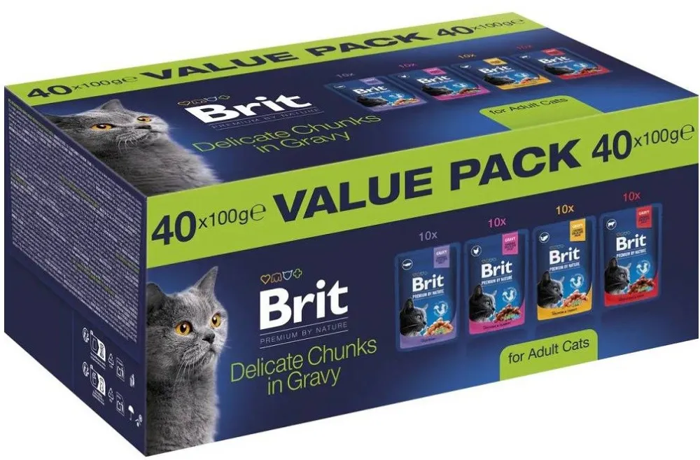 BRIT Premium by Nature Value pack Adult Box - wet cat food - 40x100g