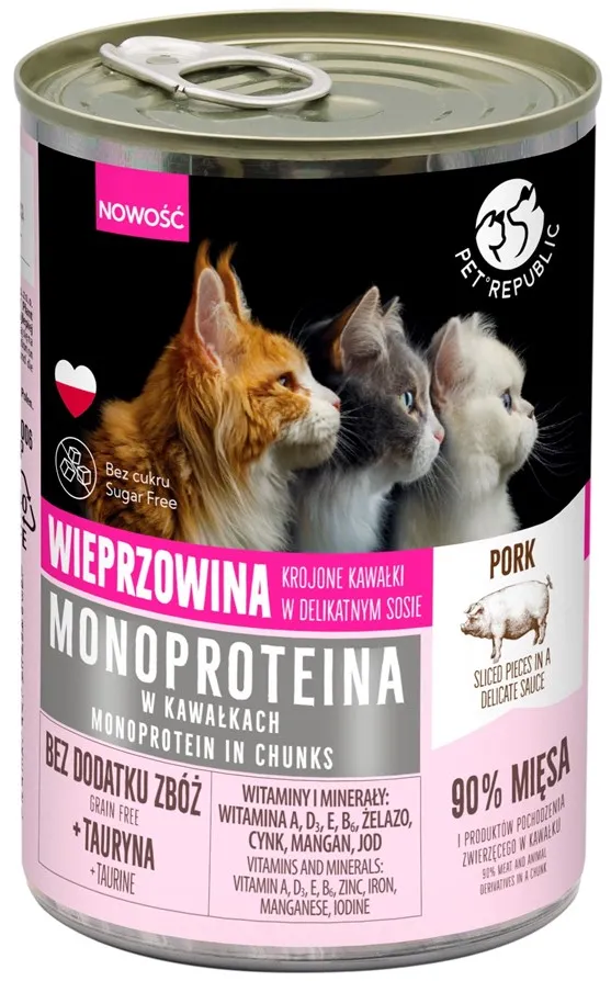 PET REPUBLIC Monoprotein Pork in sauce - wet cat food - 400g
