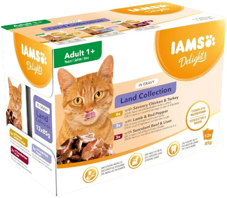 IAMS DELIGHTS Land Collection in Gravy box – wet cat food – 12x85g