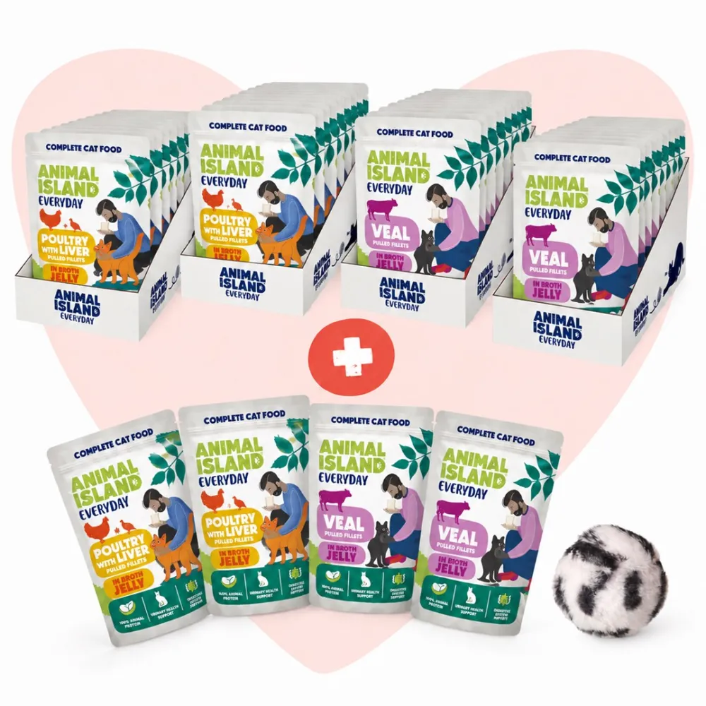 ANIMAL ISLAND Love Box Fillets in Jelly Box + Toy - wet cat food - 48x85g