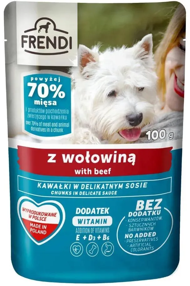 FRENDI Chunks in Sauce Beef – wet dog food- 100g