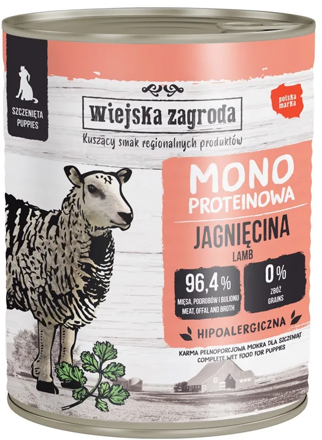 WIEJSKA ZAGRODA Mono Puppy Lamb - wet dog food - 800g