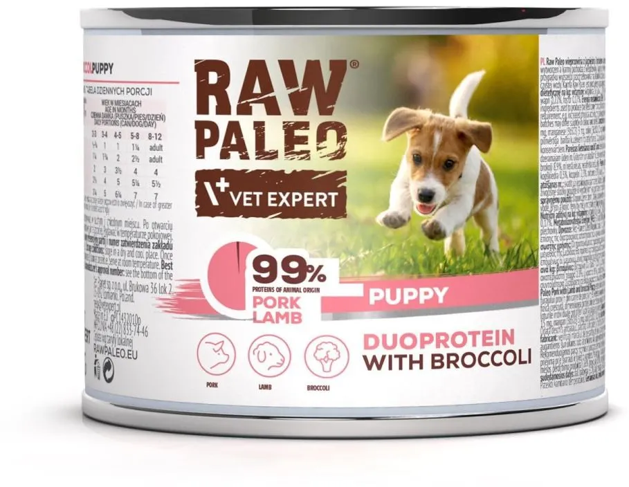 VETEXPERT Raw Paleo Duoprotein Pork & Lamb Puppy - wet dog food - 200g