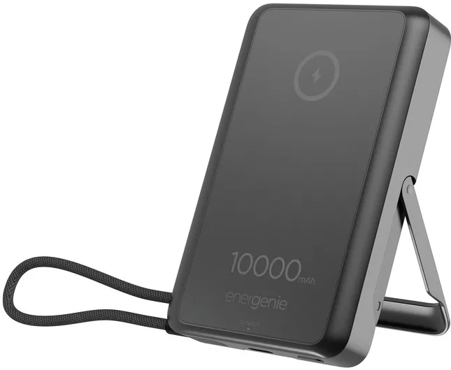 Gembird PB10-WPC15MS-01 Magnetic wireless powerbank with integrated stand, 15W, 10000 mAh, black
