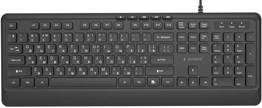 Tastatura multimedia slim Gembird KB-MCH-05-CYRL negru layout RU