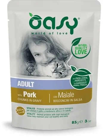 OASY Chunks in gravy Pork - wet cat food - 85g