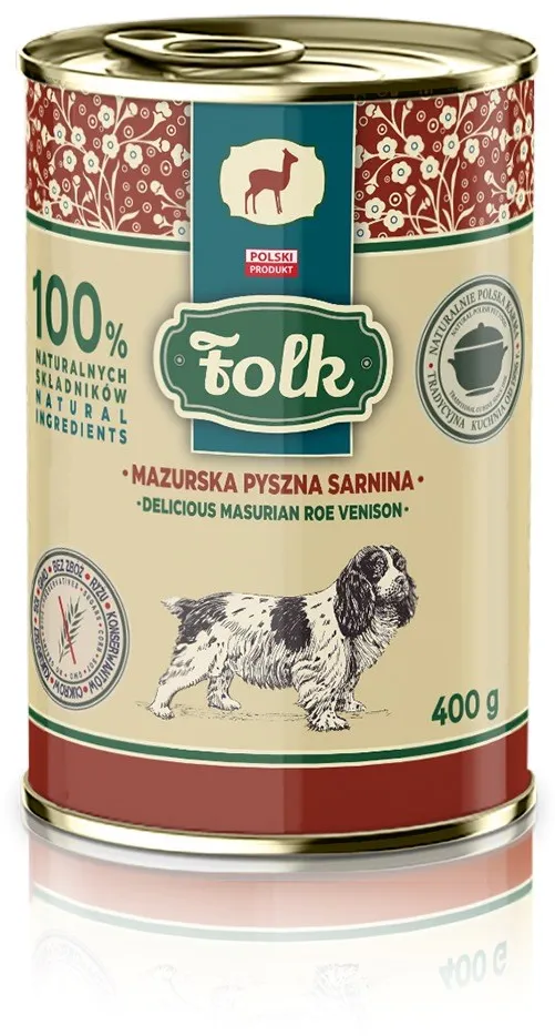 FOLK Delicious Masurian roe venison Mono - wet dog food - 400g