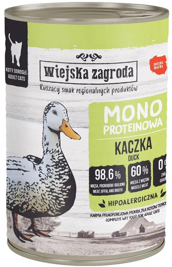 WIEJSKA ZAGRODA Monoprotein Duck - wet cat food - 400g