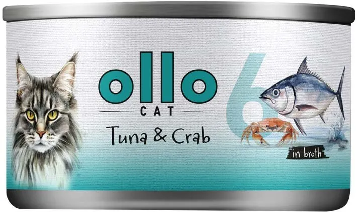 OLLO Cat nr 6 Tuna & Crab in broth - wet cat food - 70g