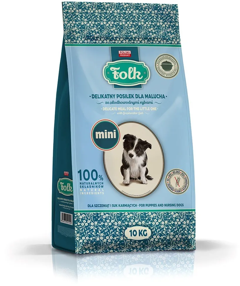 Hrana uscata pentru catei Folk Delicate meal Mini cu peste de apa dulce 10 kg