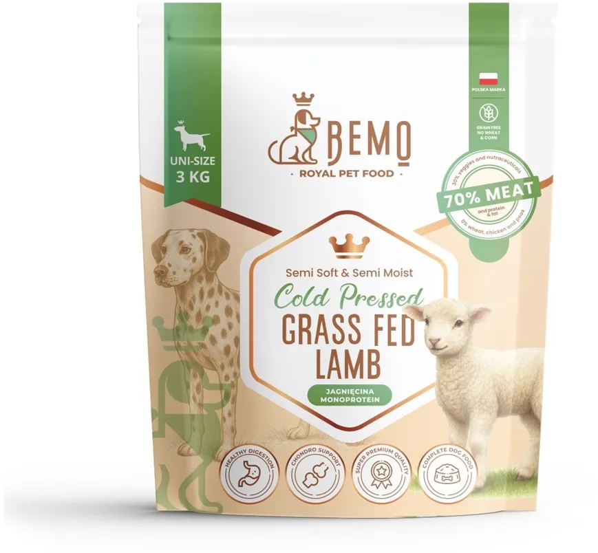 BEMO Cold Pressed Grass Fed Lamb - dry dog food - 3kg