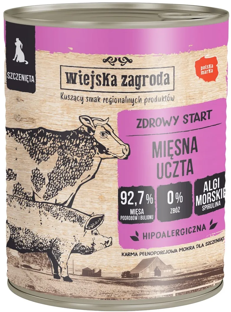 WIEJSKA ZAGRODA Puppy Meat feast - wet dog food - 800g