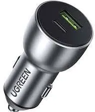 incarcator auto UGREEN USB / USB tip C incarcare rapida 3.0 Putere de livrare 36 W 3 A gri (CD213 60980)