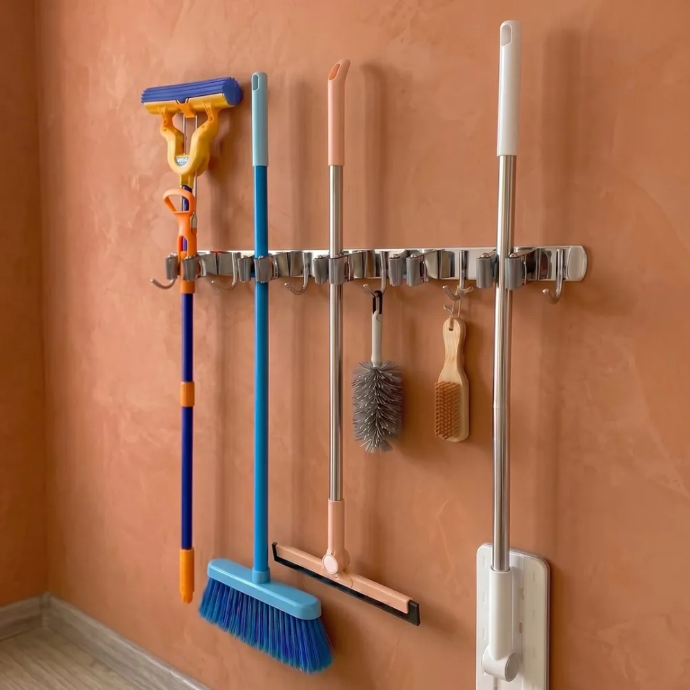 Organizator de perete pentru unelte de gradina si mopuri MACLEAN MC-185 otel 60 cm